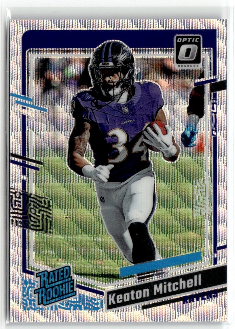 2023 Donruss Optic Silver Wave Prizm Keaton Mitchell RC /300 #207