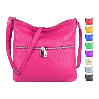 ITAL DAMEN LEDER TASCHE CROSS OVER BODY BAG Schultertasche Umhängetasche SHOPPER - Bild 1 von 4