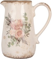 Clayre & Eef Dekorationskanne Beige Rosa Keramik 21X15X23 Cm Landhausstil