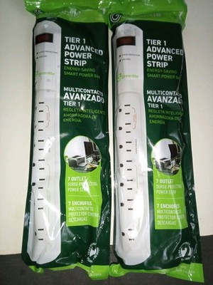 (2 Pack) Greenlite Tier 1 Advanced 7 Outlet Surge Protecting Power Strip NEW!!!