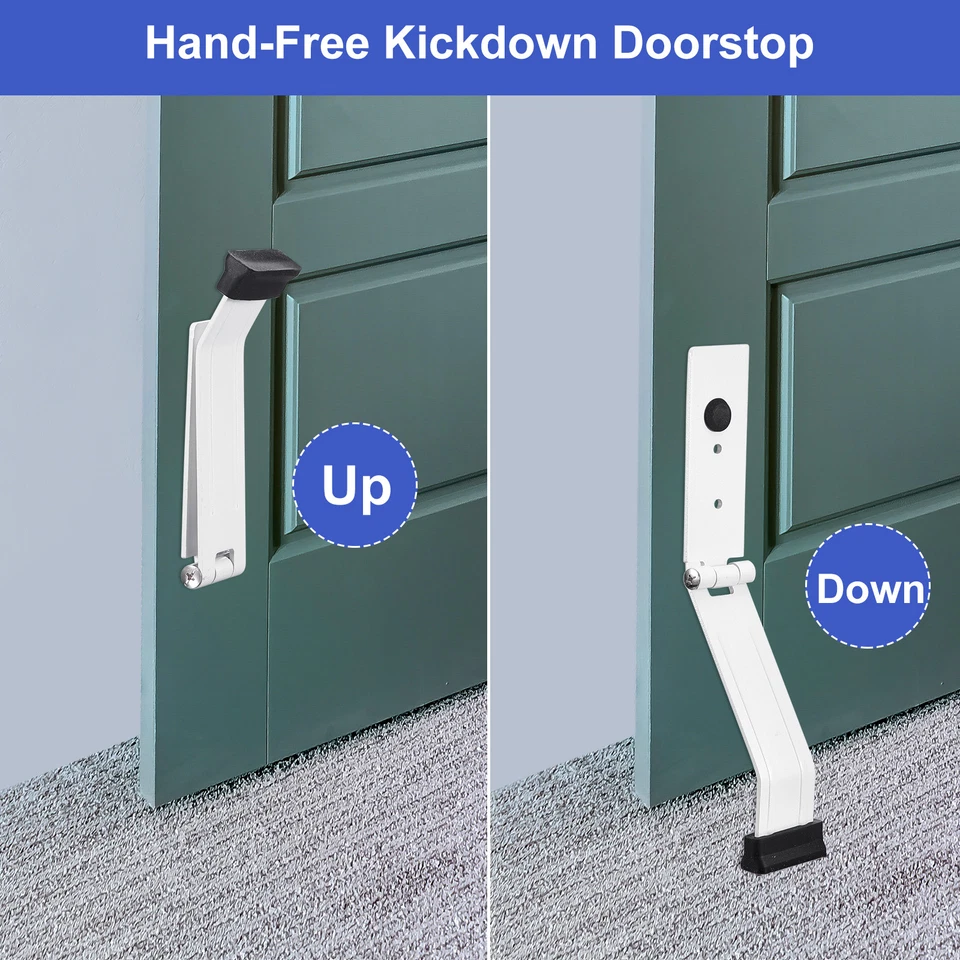 Tapones de puerta para parte inferior de puerta, tope de puerta sin perforación, soporte de puerta, blanco Foto 3 de 4