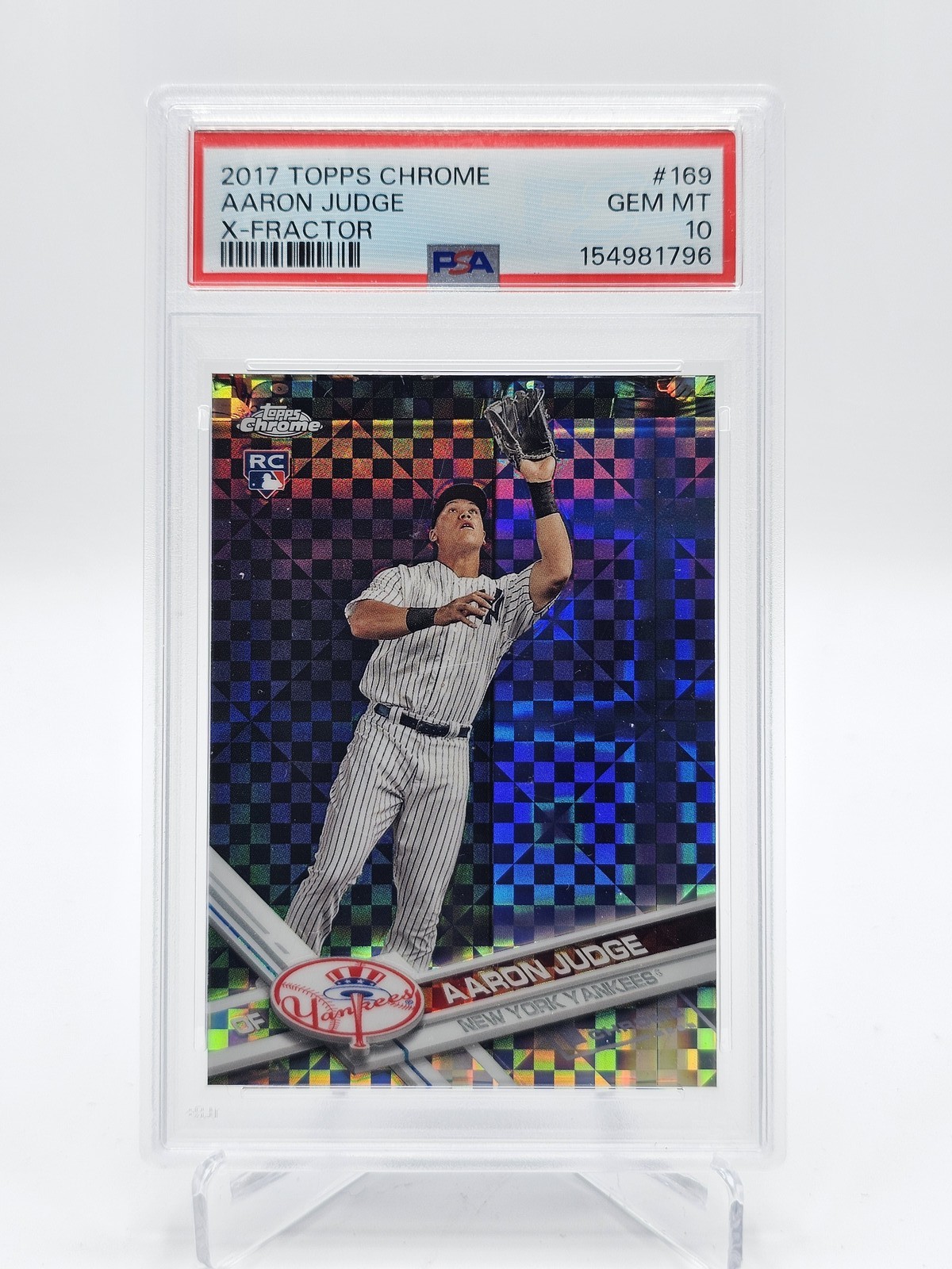 AARON JUDGE 2017 TOPPS CHROME ROOKIE X-FRACTOR YANKEES GEM MINT PSA 10 Q7507 view 1