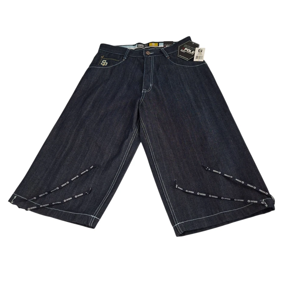 Southpole Y2k NWT Bermuda Jean Shorts Mens 34 (Actual 33 x 19") Denim Long Baggy