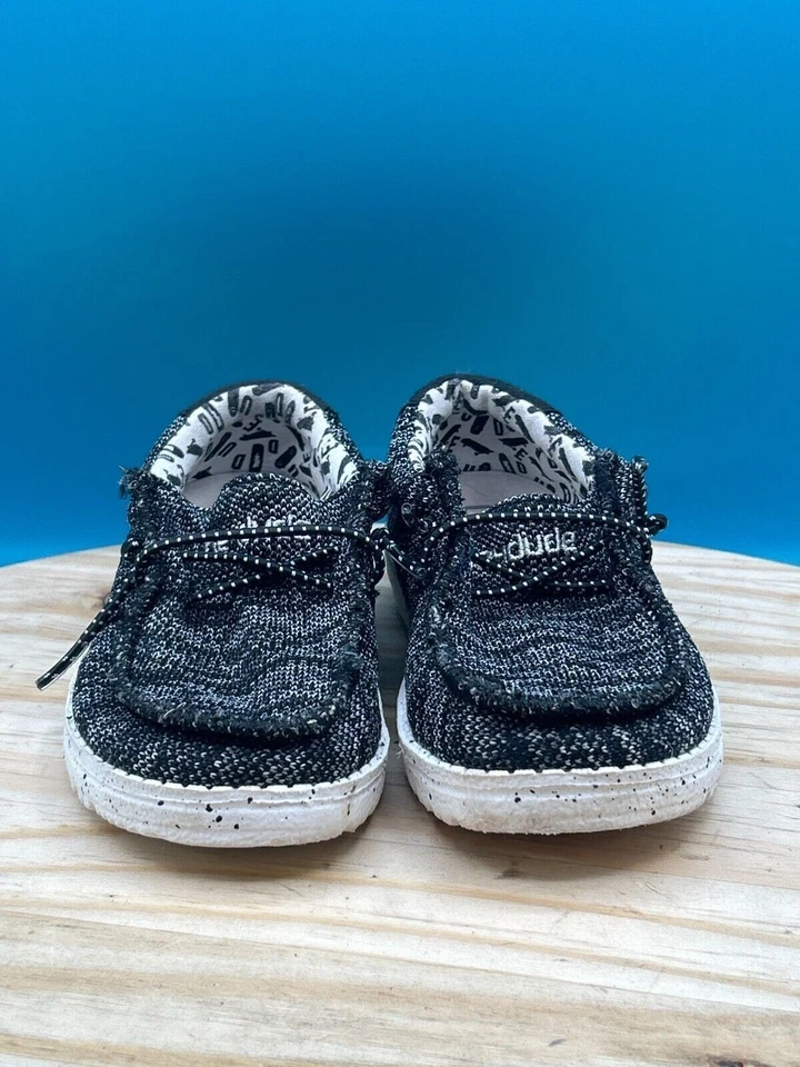 Mocasines patinadores Hey Dude Wally Sox niños pequeños talla 7M azul marino/blanco con cordones Hey Foto 2 de 4