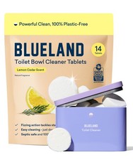 Toilet Bowl Cleaner Tablets, Starter Set, 14 Count with Tin, Lemon Cedar, Pla...