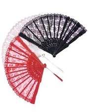 Folding Lace Fan - Plastic - 9" - Costume Accessory Prop - 2 Colors