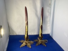 Vintage Solid Brass Holly Candle Stick Holders Set of 2 India