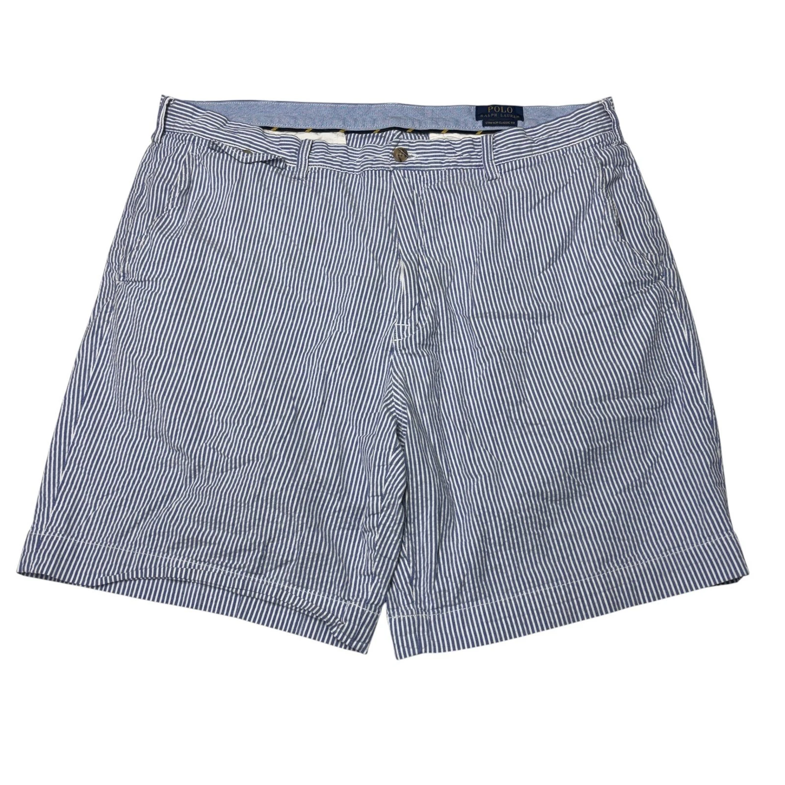 Polo Ralph Lauren Seersucker Shorts Mens 40X9 Blue Striped Stretch Classic Fit