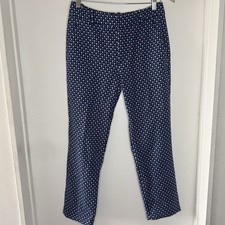 Zara Woven Geometric Print Ankle Straight Pants Blue & Black Women?s 2 Mod Retro