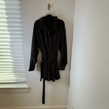 ASOS Dark Brown Button-Up corduroy Shirt Dress with Belt plus size 22