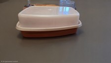 Vintage Tupperware Cake Taker Rectangular Carrier Made USA 1294-8 1295-6 Brown