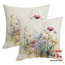 Spring Summer Floral Throw Pillow Covers 18x18 18" x 18" Pack of 2 Flower