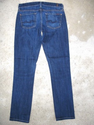 7 For All Mankind Roxanne Skinny Ankle Jean Women Sz 26 Distressed Stretch L28.5