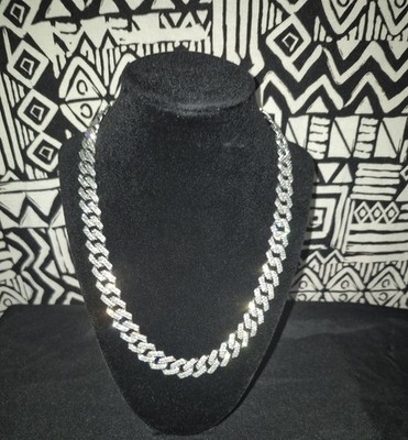 10mm Icy Cuban Link Chain VVS Simulant Silver Finish WATERPROOF No Fade 20 Inch