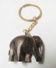 Vintage Hand Carved Wood Wooden Detailed ELEPHANT Keychain Keyring Pendant — photo 1