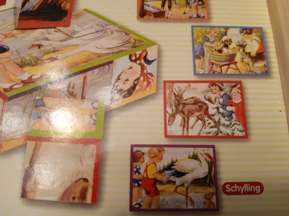 Schylling Wood Cube Puzzle , Vintage , Children Animals , Snow Scene 6 Sided 60s - Image 4 of 4