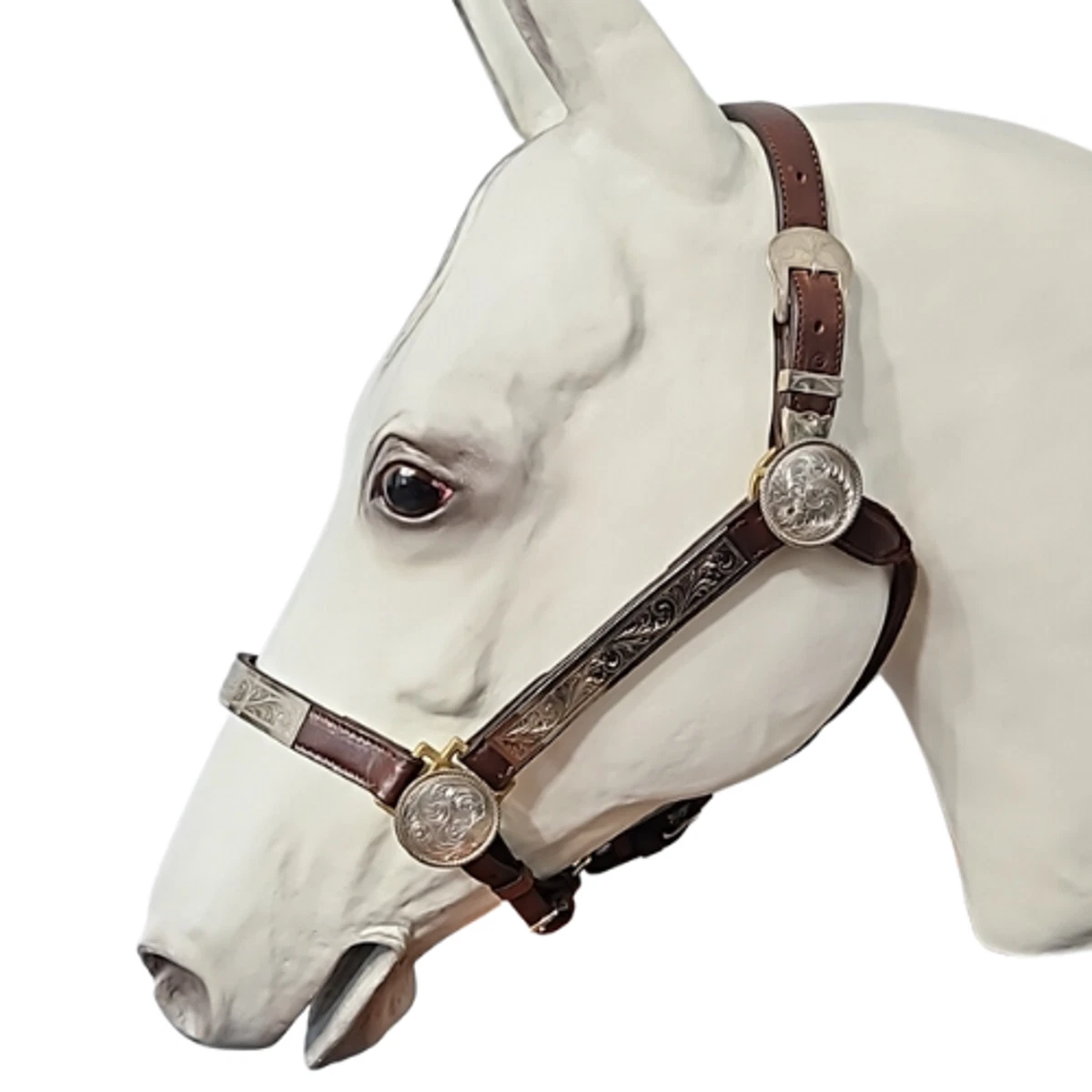 USED VINTAGE SILVER SHOW HALTER DARK OIL HORSE SIZE