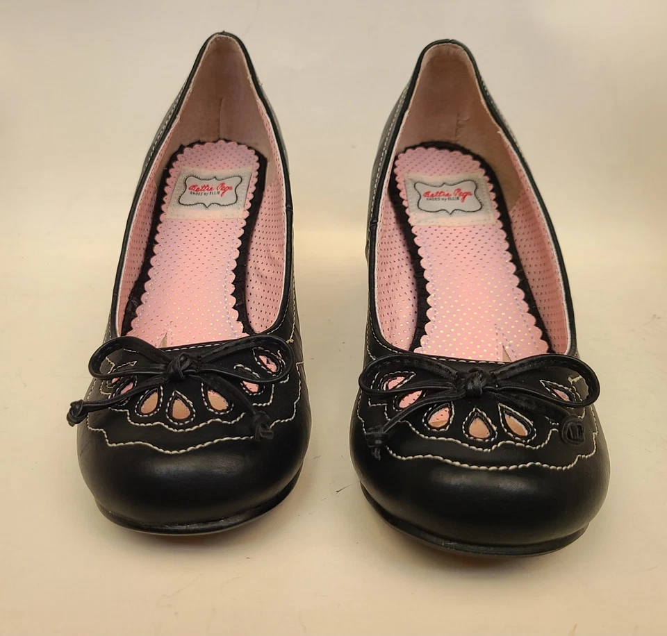 Bettie Page de Ellie Rayna Talla 8 Negro Tacón de Gatito Detalle Recortado Vixen Pinup Divertido Foto 4 de 4