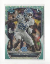 2022 Bowman Chrome University Aqua Wave Refractor #75 Tony Grimes UNC /299 