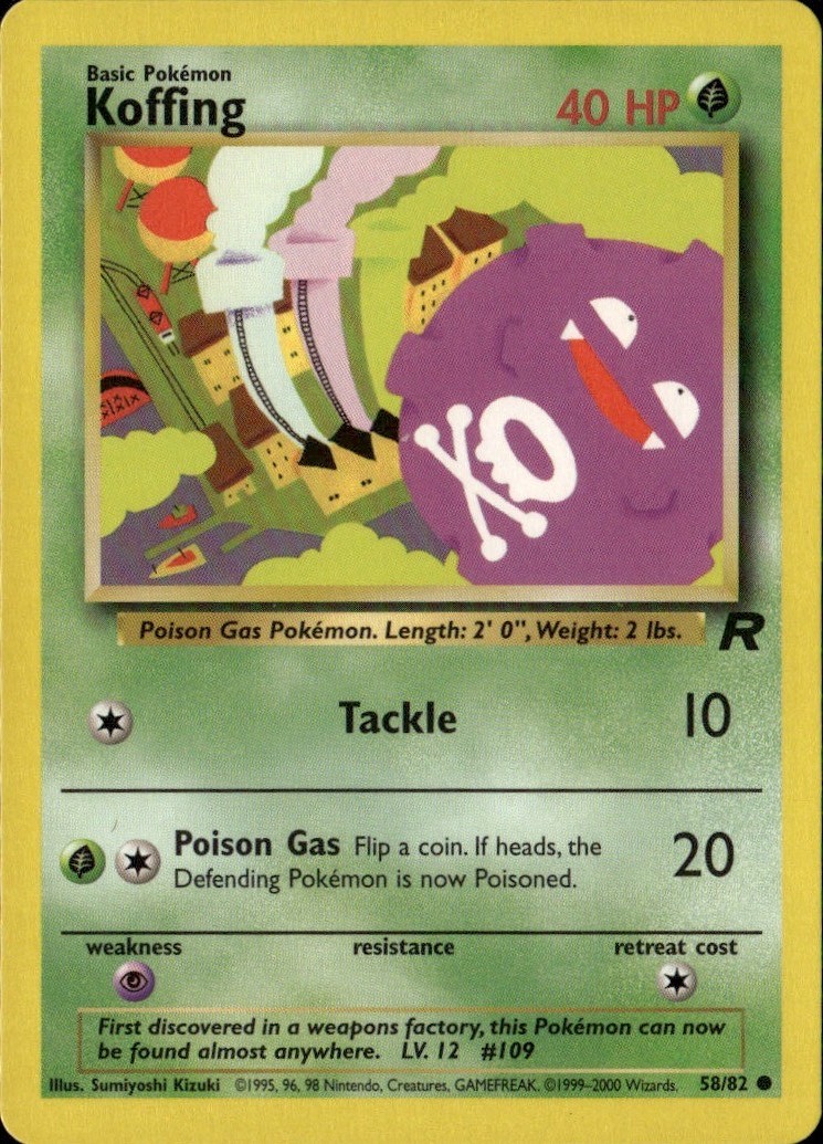 Koffing Common Team Rocket 58/82 Grass Unlimited Pokemon Card