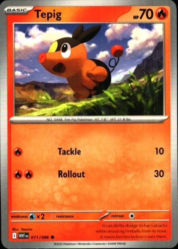 Tepig 011/086 C White Flare Pokemon LP