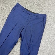 Hugo Boss Dress Pants Men s 34R Blue 100 Virgin Wool Pleated Trousers