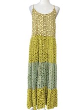 Zara Dress Womens Large Maxi Sleeveless Tiered Button Front Boho Flowy Summer