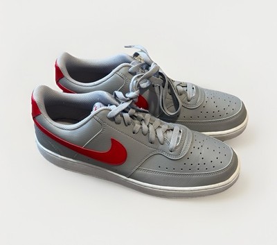 Nike Court Vision Grey Red Mens Sz 10  Shoes DH2987-004