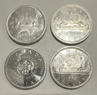 Canada Silver Dollar Coins 1964 Charlottetown Quebec 1965 Voyageur $1 Lot of 4