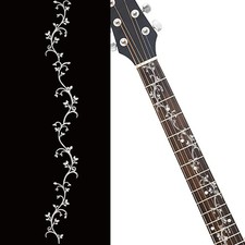 PLIGREAT 2Pcs Guitar Fretboard Sticker Silver Vines Removable Decal Bass/Acousti