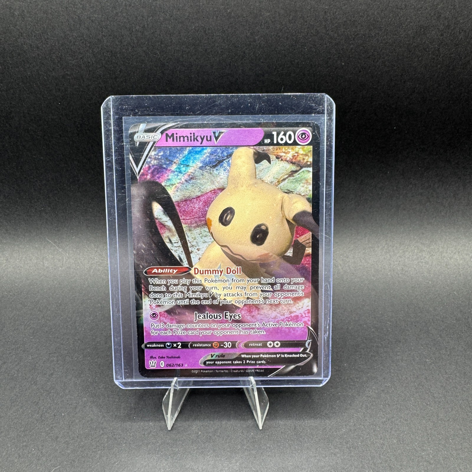 Mimikyu V Pokemon Battle Styles 062/163 Ultra Rare Full Art Holo SWSH NM