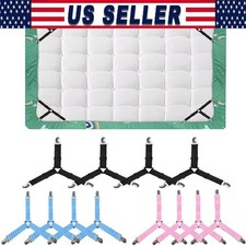 4X Bed Sheet Fasteners Adjustable Elastic Suspenders Straps Mattress Cover Clips