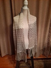 Handmade crochet "Spring Wrap" or Long Scarf in Neutral Colors