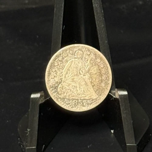 1857 United States Seated Liberty Half Dime Silver Coin -I