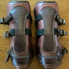 Beval Leather Lined Open Front Boots - Size 2 Horse - Italian Leather - Brown