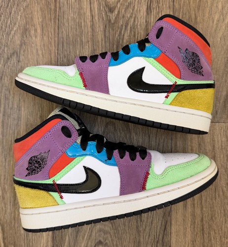 Nike Air Jordan 1 Mid SE Lightbulb Multi Color CW1140-100 Women’s 6 Sneakers EUC