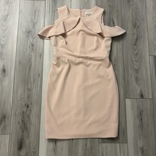 Calvin Klein Ruffle Cold-Shoulder Halter Dress Size 6 Pink