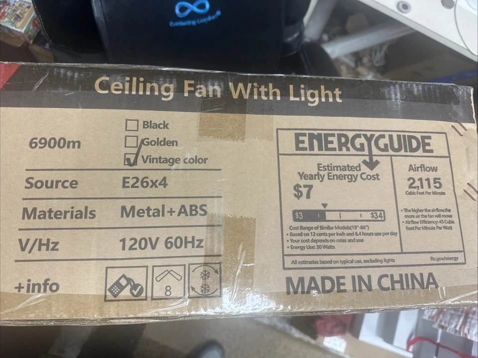 20" Farmhouse Ceiling Fan Light Flush Mount Caged Lights kit With Remote Control - Image 2 of 4