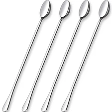 Glamfields 12-Inch Long Handle Mixing Spoons, Iced Teaspoons, Ice Crea