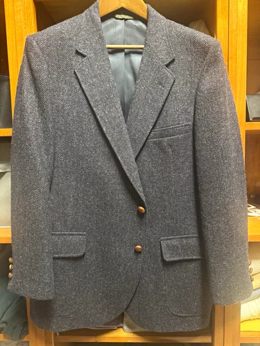 American Trend Men’s Gray Herringbone Wool Sport Coat Blazer Made in USA - product listing photo