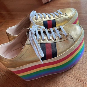 Baskets Gucci Rainbow Platform 5,5 US cuir chaussures décontractées hommes occasion