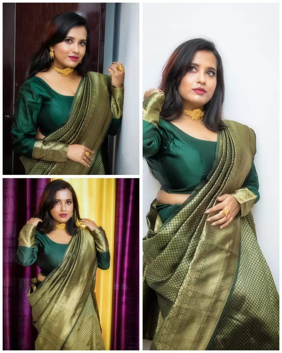 Designer blouse for green clearance saree