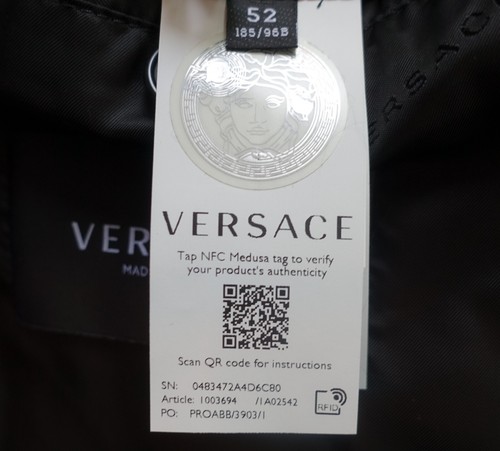 VERSACE JACKET 52 black gianni donatella bomber l xl iconic leather 3d greca - Bild 13 von 15