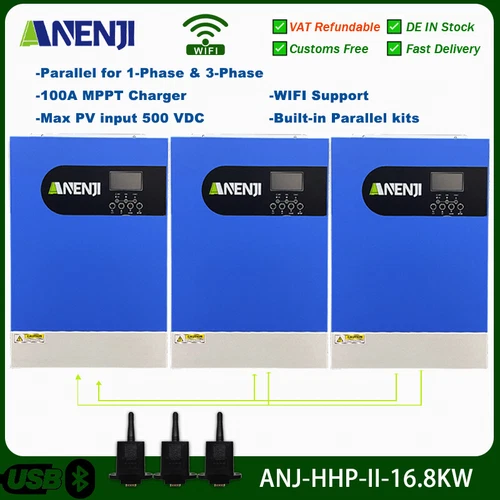 16800W Hybrid Solar Wechselrichter 48V MPPT 100A 1Phase&3Phase Eingebautes WIFI