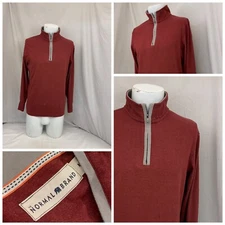 Normal Brand 1/4 Zip Pullover M Red Cotton Blend Mock Neck YGI Y1-23