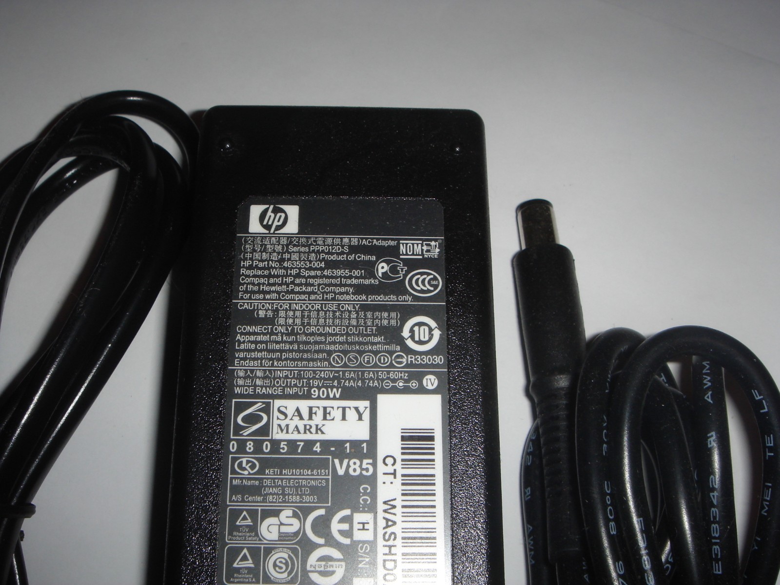 Chargeur PC portable HP-OK065B13 Hipro 18.5V 3.5A 65W adaptateur secteur noir