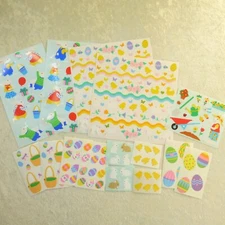 Mrs Grossman Easter Stickers Lot Bunnies, Eggs, Chicks, Baskets Vintage 80s/90s