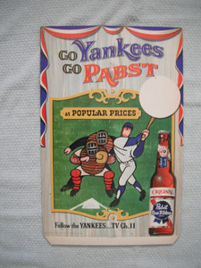 New York Yankees Baseball Advertising TV Channel 11 Pabst Blue Ribbon Beer Sign
