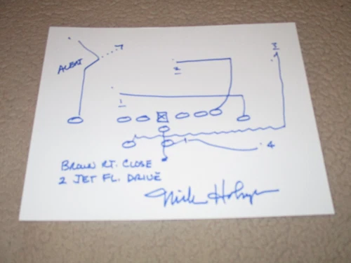 Green Bay Packers MIKE HOLMGREN Signed 8x10 BRETT FAVRE Play Sketch AUTOGRAPH 1