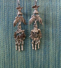 Mexico Hand Carrying Love Birds 925 Sterling Silver Frida Style Dangle Earrings